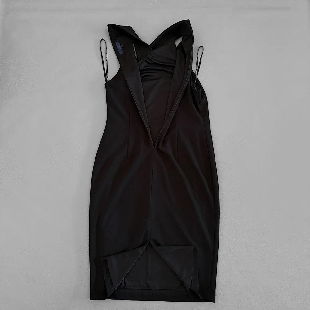 Rachel Roy Halter Sheath Dress Womens Black XL Stretch Cocktail Lined